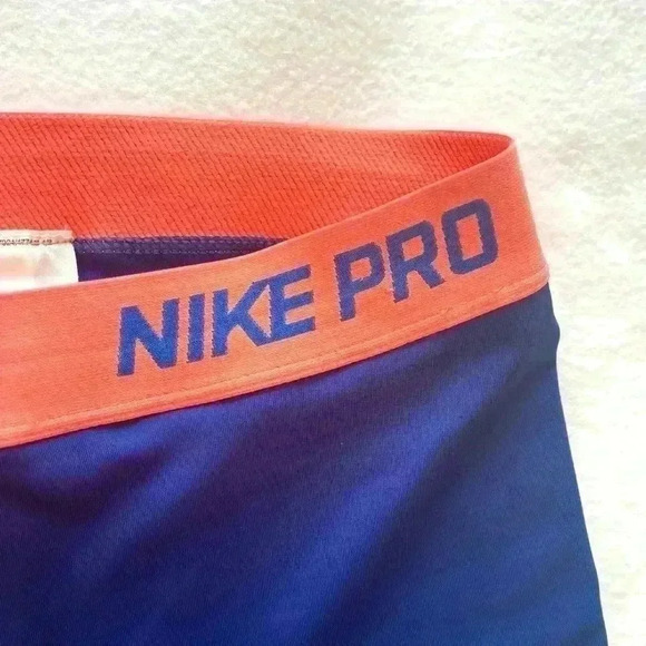 NIKE Pro DriFit Blue/Orange Highrise Compression Athletic Shorts Size M - Picture 3 of 12
